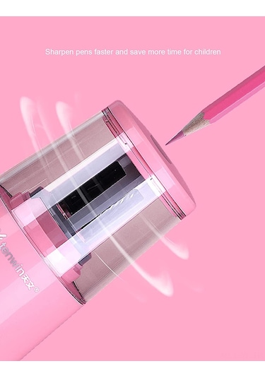 Yifomall Öğrenci Elektronik Ofis Seti: Otomatik Kalem Kesici, Silgi Ve Masa Süpürgesi - Pembe Plastik