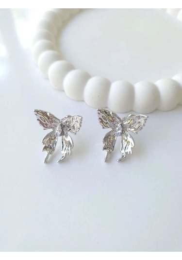 Çelik Silver Kelebek Küpe Sevgiliye Hediye