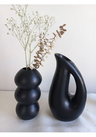 Sürahi Balon Vazo Set Siyah Siyah