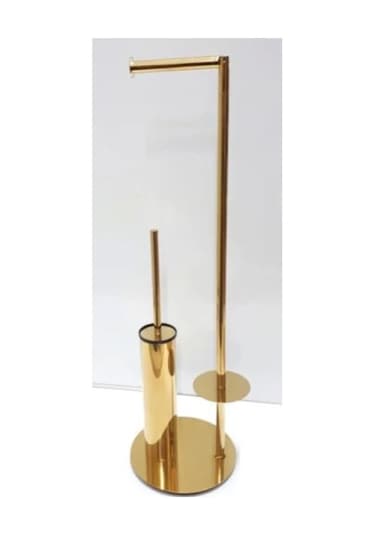 Defne Banyotuvalet Kağıtlık Ve Tuvalet Fırçası Standı Altın