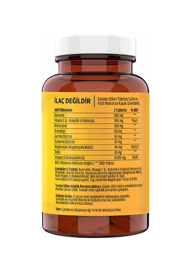 Flx Kuersetin Ester C Resveratrol ve Bromelain 60 Tablet