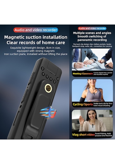 Vkemall H85 1080p Dönebilir Lensli , Gece Görüşlü, Manyetik Klipsli, Uzun Pil Ömrü, Otg Bağlantı Destekli