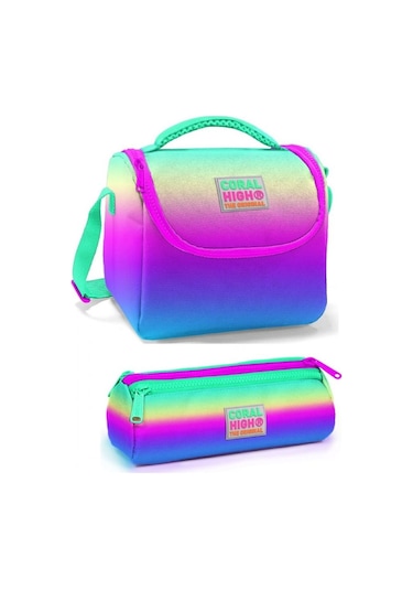 Coral High Kız Çocuk Renkli Beslenme Çantası Seti