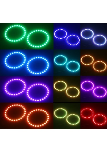 Ebitda 12v 80mm Rgb Led Halka Işık, 16 Renk & 4 Mod, Uzaktan Kumandalı Araç Aydınlatma, Moda Geçişli
