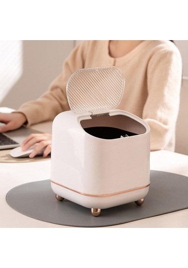 Pazly Suntek Sepeti Masaüstü Küçük Kovası, Kovası Kapaklı Çöp Beyaz Lw Beyaz