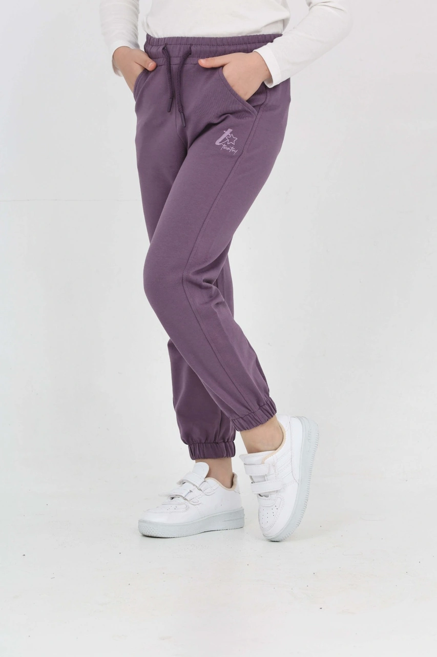 Toontoy Kız Çocuk Tonaton Nakışlı Eşofman Alt Mor