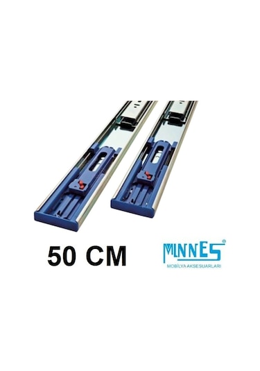 Minnes 50 CM Tam Açılım Teleskopik Frenli Mobilya Çekmece Rayı