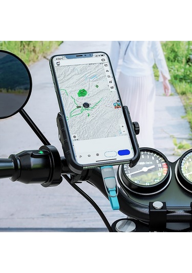 Kewig M8 Motosiklet Navigasyon Telefon Tutucu Açık Sürme Şarj Braketi Mavi Mavi