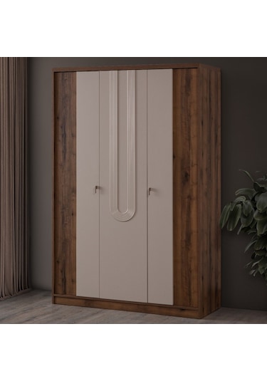 Gardırop, Megan 3 Kapaklı Dolap Vizon
