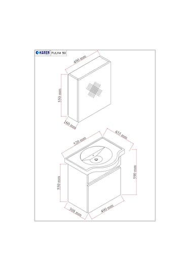 Karen Banyo Fulya 50 Cm Mdf Lavabolu Aynalı Banyo Dolabı Seti Seramik Lavabo Dahil Beyaz Mdf Beyaz