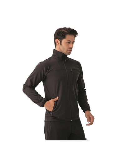 Crozwise Petekli Kumaş - Erkek Likralı Siyah Sweatshirt - 6034-10 Siyah