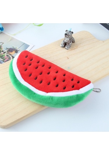 Willowhaven Sevimli Karpuz Peluş Kalem Çantası Kırmızı, Okul & Ofis İçin, 22x12 Cm, Yarım Daire Şekil Kırmızı