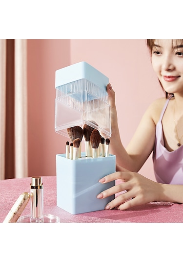 Hfambition Beyaz Makyaj Fırçası Organizasyon Kutusu - Şeffaf Toz Koruma, Dolap Üstü Tahtası, Kaliteli Malzeme, Zp018