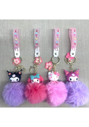 Ponponlu Kuromi Ve Hello Kitty Anahtarlık Alk4246 93503396