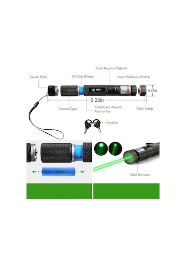 Jasper V-009 Pro Series Yeşil Lazer Pointer Şarjlı Pilli 1000mw