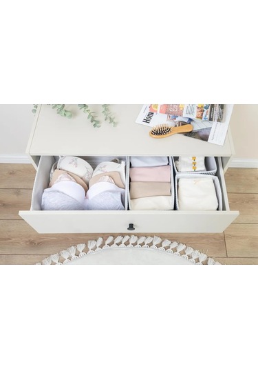2 Adet 4'lü Çok Amaçlı Dolap Içi Ve Çekmece Içi Düzenleyici Organizer Kutu Seti Gri-beyaz