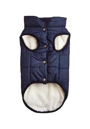 Lemestar Küçük-orta Köpekler İçin 2 Katlı Yünlü, Isı Sağlayan, Kolye Delikli, Stili Pabuçlu, Kolay Giyilebilir Lacivert Kışlık Mont