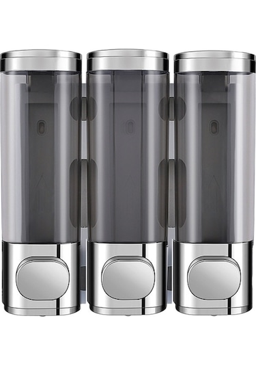 Duvar Tipi 3'lü El Spreyi, Banyo Şampuan/banyo Jeli/sabun Dağıtıcı, Delme Yok, Manuel Basma, Elektroplüklü Renk, 300ml Her Bir Kabın Kapasitesi Çok Renkli Çok Renkli