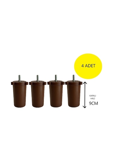 Homdep Ayarlanabilir Plastik Baza Koltuk Kanepe Robot Süpürge İçin Yatak Ayağı 9cm-16 Cmm8 -4adet- Kahverengi