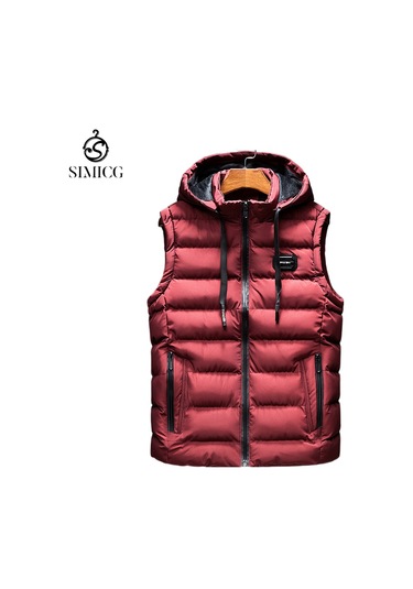 Yeni Dar Kesim, Kalınlaştırılmış, Sıcak Erkek Yeleği Kırmızı