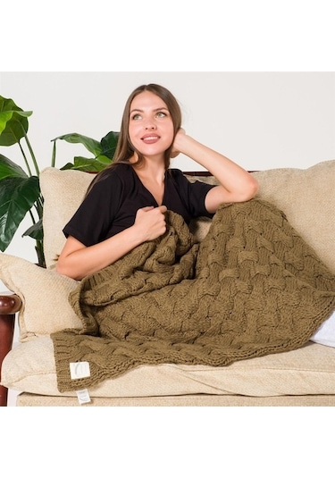 Serenita Saç Örgü Triko Tv Battaniyesi Throw Koltuk Şalı (538861587)-110X160