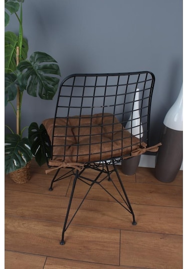 Altınpamuk Altınpamuk Beta Pofidik Kahve Sandalye Minderi Bağcıklı 40X40Cm