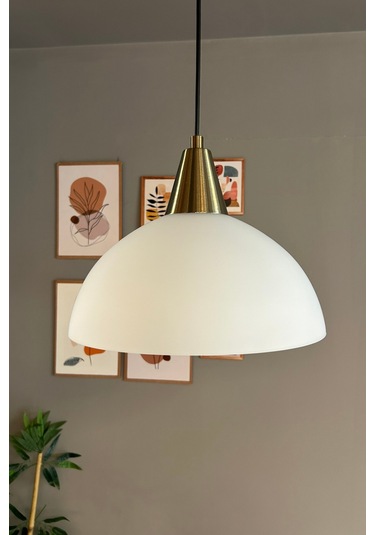 Perry Beyaz Cam Tekli Avize Eskitme Huni Başlık Retro Sarkıt Lamba Restoran Salon Aydınlatma Beyaz