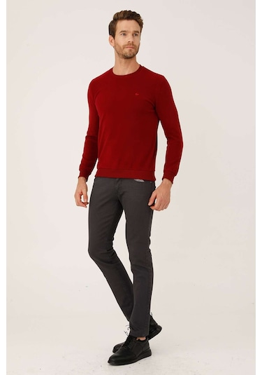 İgs Erkek Bordo Standart Bisiklet Yaka Triko Bordo