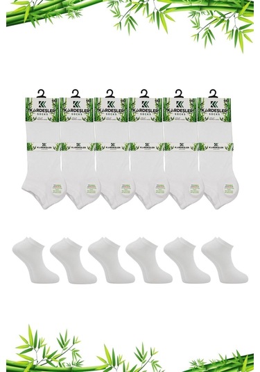 Bambu Erkek Patik Beyaz Çorap Dikişsiz 6'lı Paket Beyaz