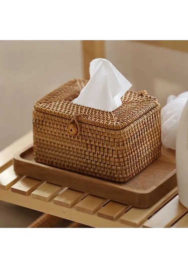 Qingmipy Ahşap Rattan Servis Peçete Tutucu, Ahşap Malzeme İle Yapılmış, Rustik Tarz, Yemek Masası Organizerı, Sarı Renk, Dayanıklı Ve Fonksiyonel Diğer