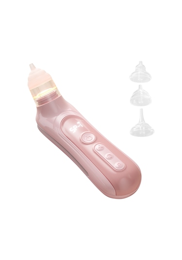 Yaozixa Bebek Elektrikli Burun Emici - 5 Seviye Emme Gücü, Düşük Ses, Renkli Işık Ve Rahatlatıcı Müzik, Pil Li, Depolama Kutusu + 3 Silikon Uç + Burun夹 + Şarj Kablosu Pembe