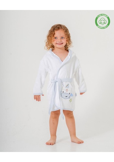 Balinalı Bornoz Beyaz-mavi Beyaz - Mavi