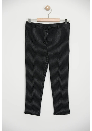 Erkek Çocuk Çizgili Ceket Gömlek Pantolon Papyonlu Takım Elbise Te.1001y Siyah