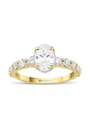 1.80 Karat Oval Tektaş Pırlanta Yüzük Beyaz Altın