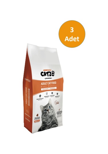 Catzo Premium Tavuklu Kedi Maması 3 x 1 KG