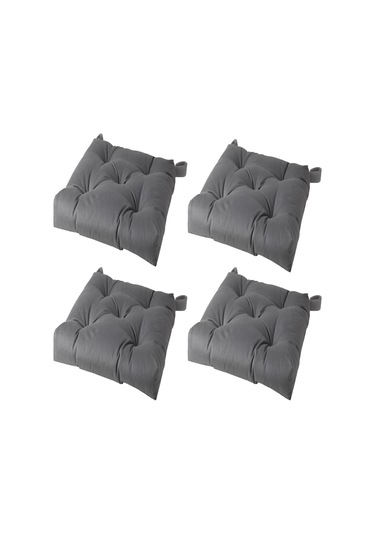 Gri Sandalye Minderi 4 Adet 40/35x38x7 Cm