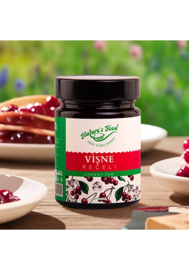 Vişne Reçeli Premium Series 400gr Cam Şişe %65 Vişne Doğal İçerik Doğal Tat, Nature's Food