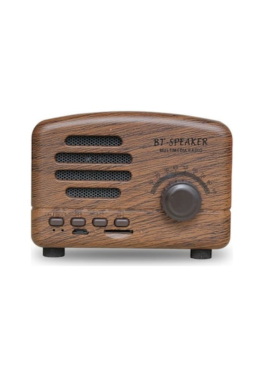 Wezone Klasik Desenli Kablosuz Bluetooth Hoparlör - 3w Güç, 10m Mesafe, Fm/tf Kart Desteği, Nostaljik Masa Dekoru