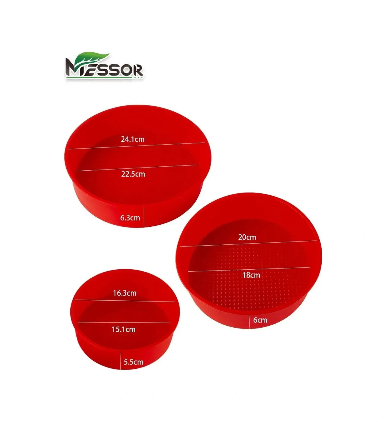 Messor Bütün Yuvarlak Silikon Pişirme Ve Fırınlama Kalıbı 156080202 Kırmızı-kırmızı