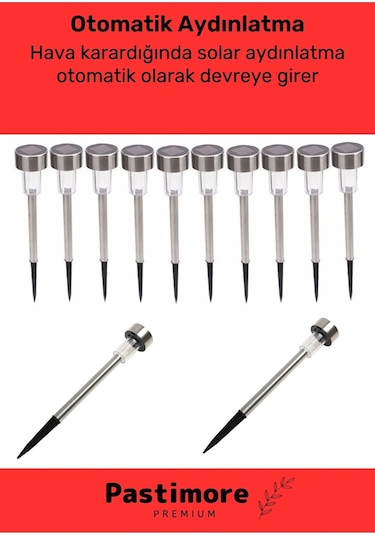Kablosuz Su Geçirmez Dayanıklı Şık Solar Güneş Enerjili Bahçe Lambası Plastik Saplama 30cm 5 Adet