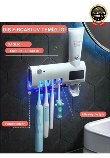 Akıllı Güneş Enerjili Usb Şarjlı Diş Macunu Sıkacağı 4 Diş Fırçası Uv Işık Sterilizatörü Temizleyici Çok Renkli