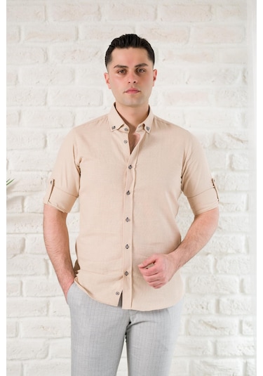 Advante Yaka Düğmeli Dokulu Slimfit Erkek Gömlek 001