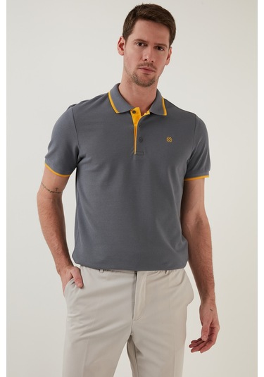 Buratti % 100 Pamuk Düğmeli Regular Fit Erkek Polo Yaka T Shirt 5902118 Antrasit