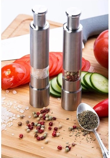 Jialan Paslanmaz Çelik Başparmak İtme Baharat Sos Değirmeni Gümüş