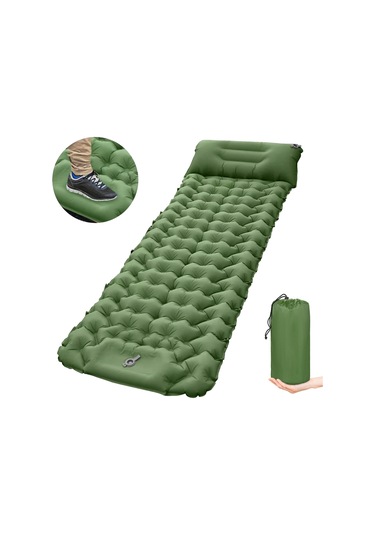 Tomshoo Ultra Hafif Dahili Pompalı Yastıklı Kamp Şişme Yatağı Yeşil