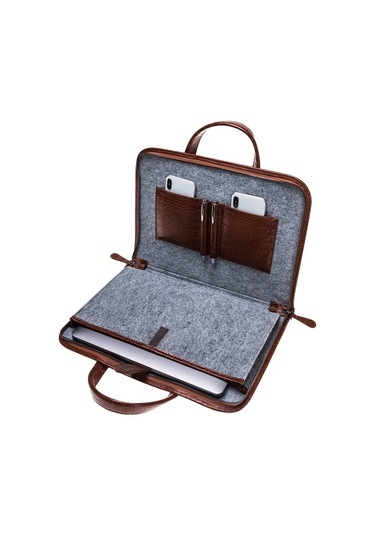 Barchello Pergamon Deri Laptop Çantası Fl Kahverengi