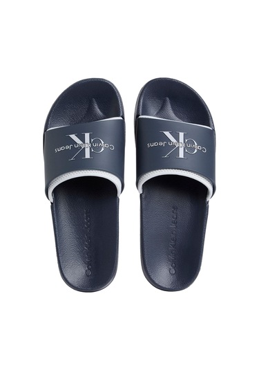 Slide Rubber Neopren Monologo Slide Lacivert Erkek Terlik-7180 Lacivert