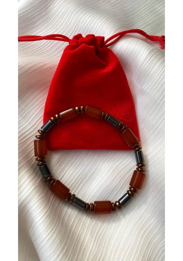 Akik Ve Hematit Doğal Taşı Bileklik Çok Renkli