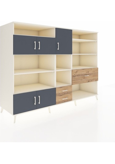 Kronos Dolap 13 Raflı 3 Çekmeceli 5 Kapaklı 220x59x163 Aytaşı-ant Aytaşı-antrasit/çam