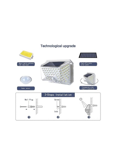 Youtek Güneş Enerjili Hareket Sensörlü Duvar Aydınlatma, 130 Lümen Parlaklık, 28ft Algılama Mesafesi, 2'li Set